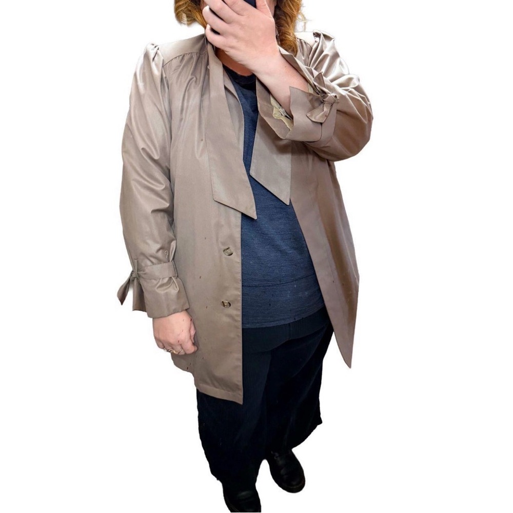 Vintage Misty Harbor Trench Jacket Removable Liner Taupe Oversized Size 10